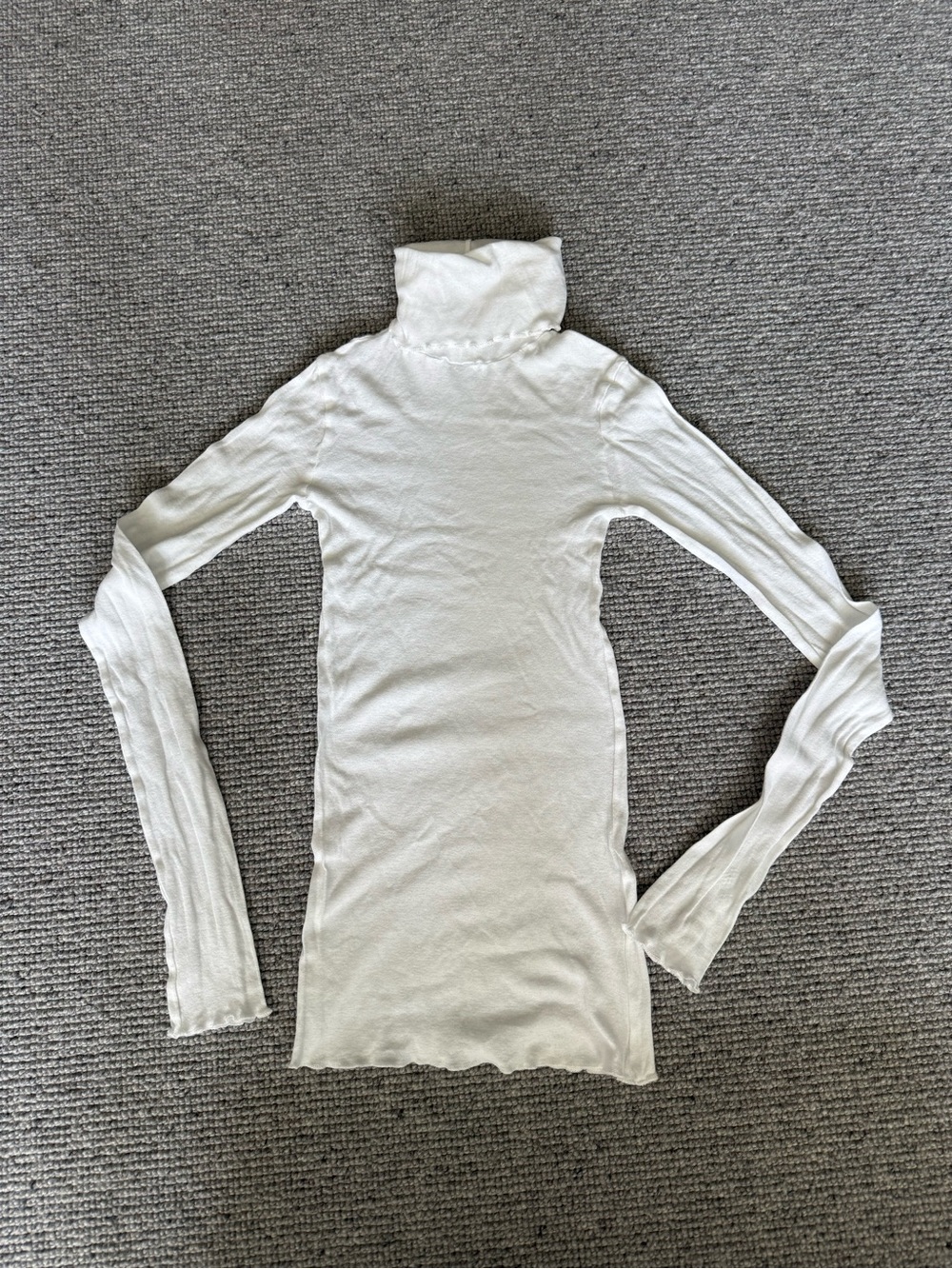 Zara White Turtleneck Shirt Tee Soft Long Sleeve Work Casual Cream Slim Lightwei